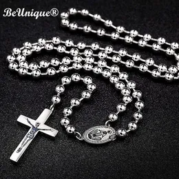 Man's Luxury steel catholic rosary Cross charm necklace pendant center piece connectors Christmas Religious Goods 210621303g