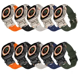 Cinturino per orologio da uomo in TPU per Apple Watch Series 1/2/3/4/5/6/7/8/9 cinturino sportivo intelligente 49mm/45mm/44mm/42mm cinturino con connettore in metallo resistente