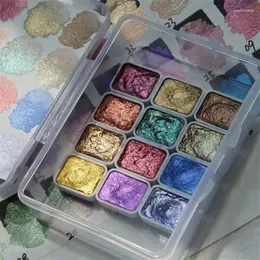 Tırnak parıltısı katı pigment suluboya mavi mor manikür dekor metalik boya çizmek krom toz çiçekleri