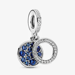 100 ٪ 925 Sterling Silver Sparkling Blue Dist Dragn Double Dangh Fat Original European Charm Bracelet Fashion Wedding Engag273J