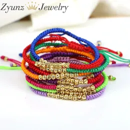 Bangle 20pcs Gold Color Copper Beads Rope Thread String Braided Bracelet Men Gifts Jewelry Jewelry 231215
