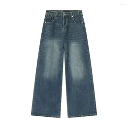 Men's Jeans Men's Jeans Winter Fashion Vintage Hong Kong Style Distressed Loose Leg Versatile Floor Mop Pants