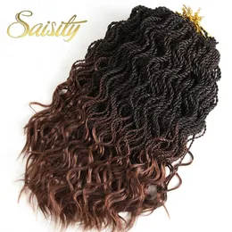 Syntetyczne peruki Saisity Ombre Plejanie włosy Senegalski skręcony szydełkowy mózg syntetyczny 14 "35 Strandswapped End 231215