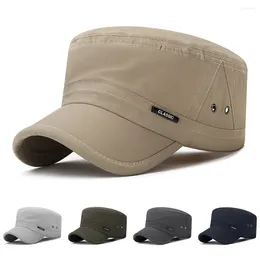 Береты, дышащая кепка с солнцезащитным козырьком, военные шляпы, шляпа с плоским цилиндром для мужчин и женщин, однотонная черная уличная быстросохнущая армейская шляпа