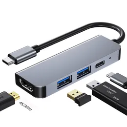 موصلات الكمبيوتر المحمول من نوع الإرساء إلى بطاقة الشبكة 3.0 واجهة USB HUB 4-in-1 4K HD توسيع متعدد الوظائف Dock