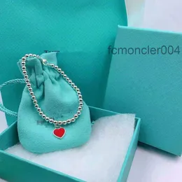 Lyxdesigner Popularlanfuni-armband Emalj Blue Heart Red 925 Silver Heart-Shaped Fashion Versatile Student Female OV3C