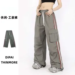 Y2K-Kleidung amerikanische Retro-Seite gestreifte Overalls Frauen Neue Trend High Street Lose wilde lässige breite Beine gerade Hosen