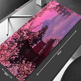 Mouse Pads Wrist Rests Mouse Pad Sakura Large Gamer Mousepad Natural Rubber Keyboard Mat XXXL Mouse Mats 31.4x11.8in Rubber Desk Pad Design Desk Rug J231215