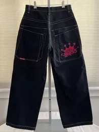 أمريكية المطرزة النساء Y2K جديد Haruku High Street Mopping Wide Pant Punk Rock مباشرة