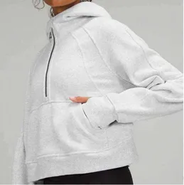 1lulemen-08 Scuba Hoodies Kadın Sporları Yarım Zip Ceket Fırçalı Açık Dış Mekan Gym Ceket Sweatshirts 886