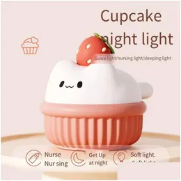 Altra organizzazione di pulizia Xiaoyedeng Dormitorio Camera da letto Regar Healing Regalo per bambini Commercio all'ingrosso Carino Cupcake Patting Lampada Drop Dhk3R