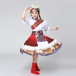 Stage Wear Bambini di costumi di danza tibetana Mongolia Abbigliamento per bambini Maniche Costume per ragazze