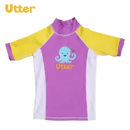 Conjunto UTTER Baby Kids Verano Impresión de dibujos animados Protección solar Traje de baño Camiseta de manga corta para niña Traje de baño Ropa de playa