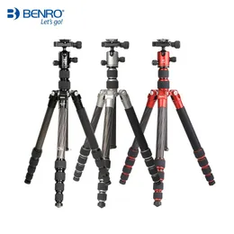 Tutucular Benro MC19 Tripod Profesyonel Karbon Fiber Esnek Kamera Stand Monopod Nikon Canon DSLR ile B0 Ballhead 5 Bölüm