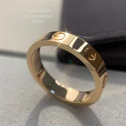 3 6MM anillo de amor V oro 18K nunca se desvanecerá anillo estrecho sin diamantes marca de lujo reproducciones oficiales anillos de pareja ADITA exq265K