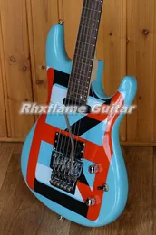 Custom JS603 Joe Satriani Chickenfoot Blue Electric Guitar Floyd Rose Tremolo Bridge Locking Nut Rosewood Pingerboard JS Inlays