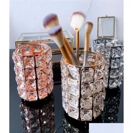 Bathroom Storage Organization Enipate European Makeup Brush Holder Pen Crystal Bucket Eyebrow Pencil Comb Cosmetic Box Organizer52 Dhd6M