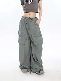 Damen Parachute Hip Hop Street Spice Girl Kordelzug Sporttasche Overalls Haruku Loose Casual Y2K Hose Beinhose