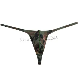 Sexy Men's Camouflage Thong G-string Mini Bikinis Underwear Pouch Enhance Bulge T-back Male Fitting Tangas