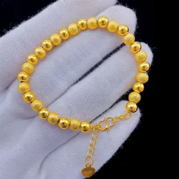 Bracciale con perline trasferibili da donna con catena in stile semplice, riempito in oro giallo 18 carati, regalo3014