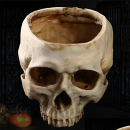 Planters Pots Resin Crafts Human Tooth Teaching Skeleton Model Halloween Home Office Flower Planter Skl Pot Decoration 220614 Drop Del Dh5Na
