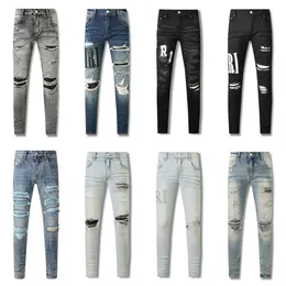 heren designer jeans paarse jeans jeans voor mannen heren jeans zwarte jeans para hombre heren broek broek biker borduurwerk gescheurd voor trend skinny jeans mode jeans mannen