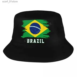 넓은 가슴 모자 모자 모자 버킷 모자 브라질 깃발 멋진 브라질 팬 햇볕에 썬 그늘 멋진 야외 여름 어부 CS 낚시 모자 HATL231216