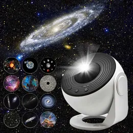 Obiekty dekoracyjne figurki 13 w 1 gwiaździstym niebo Galaxy Projektor LED Nocna światło Planetarium Space Star Lampa dla dzieci Prezent Sypialnia Dekoracja pokoju 231216