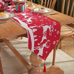 Corredor de mesa Xmas Elk Table Runner Vermelho Natal Sazonal Fazenda Rústica Burlap Decorações de jantar Fontes de festa 13 x 72 polegadas Decoração de mesa 231216