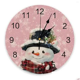 Orologi da parete Fiocco di neve di Natale Pupazzo di neve Orologio da pranzo Ristorante Cafe Decor Rotondo Decorazione domestica silenziosa Consegna a goccia Giardino Dhvcc