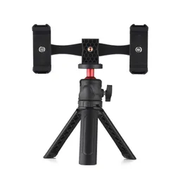 Aksesuarlar andoer akıllı telefon video kiti telefon tripod montaj çift telefon tutucular 4 soğuk ayakkabı montajları+Vlog için masaüstü tripod canlı akış