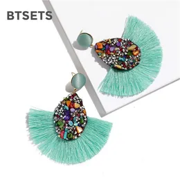 Kleurrijke Kristallen Mode Kwastje Oorbellen Voor Vrouwen Verklaring Charm Oorbellen Mode-sieraden Bruiloft Bruids Fringe Earring2137