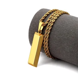 Men Cube Bar Bullion Necklace Netlace Pendant Gold Hip Hop Dance Charm Franco Ed Chain Hip Hop Golden Jewelry243r