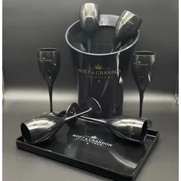 ワイングラスMoet Chandon Black Champagne Flute Imitation Glass Plastic Dishwasher Safety White Acrylic Transparent Red Cup 231216