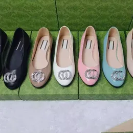 Abendschuhe, Designer-Damenschuhe, Ballettschuh, Frühling und Herbst, Diamant-Mode, flacher Bootsschuh, Damenleder, fauler Tanz, Slipper, Damenschuhe, Größe 34–42, mit Box, Ledersohle