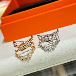 Chaine d ancre Enchainee Ring H for Woman 디자이너 커플 925 실버 다이아몬드 T0P 고급 재료 클래식 스타일 브랜드 디자이너 프리미엄 선물 035