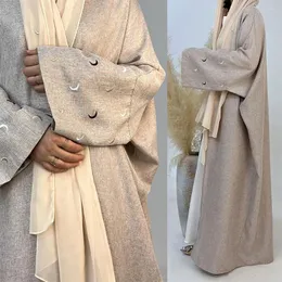 Etnik Giyim Müslüman Abaya Kadınlar İçin Dubai Kalın Nakış Kimono Hırka Ceket Uzun Kollu İslami Türkiye Mütevazı Dış Giyim Kış