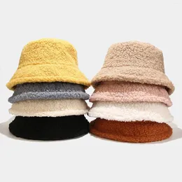 Berets Winter Faux Fluffy Cow Print Bucket Hats Women Outdoor Warm Sun Hat Soft Velvet Fisherman Cap Lady Panama Female