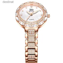 Relojes de mujer WIILAA Relojes de pulsera para mujer Reloj femenino Pulsera de oro rosa para mujer Relojes de cuarzo Relojes de lujo elegantes con diamantes de imitación DropshipL231216