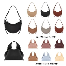 Womens numero Dix Half Moon Shoulder Bag Mens Pink Designer Tote Handväska Koppling Luxurys Väska Purse Läder armhåla Black Bag Fashion Crossbody Cyme Sac Hobo Cloud PAGS