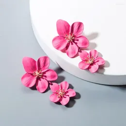 Orecchini pendenti Boho Simpatico fiore rosa per le donne Gioielli coreani Regali per ragazze per bambini Moda Orecchino a goccia verde blu all'ingrosso