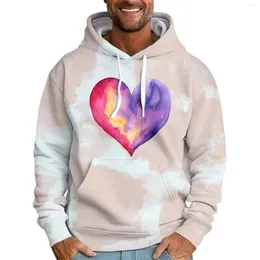 Men's Hoodies Valentine'S Day Clothing Loose Printed Hooded Sweatshirt Casual Fashion Sports Ropa Hombre