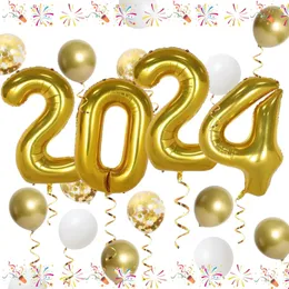 Altri articoli per feste per eventi Numeri di palloncini in oro da 40 pollici 2024 Decorazioni per feste di Capodanno Palloncini per felice anno 231215