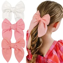 Saç Aksesuarları 5inch Kızlar Kadınlar Keten Yay Klipleri Büyük Sailor Barrettes Baby Çocuk Saç Çekileri Bows Meape