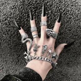 4 Teile/satz Gothic Steampunk Schlange Midi Ring Set Vintage Punk Metall Knuckle Joint Ringe Für Frauen Jewelry274m