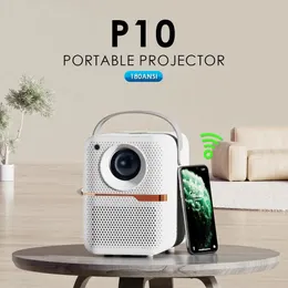 Projektörler P10 Global Mini Android Projektör 4K WiFi Bluetooth 64GB 10 Elektrik Focus 1080p Ev Sineması Açık Mekan Taşınabilir Projetor 231215