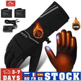 Guantes de cinco dedos ARCFOX Guantes térmicos con calefacción Motocicleta Esquí Hombres Mujeres Guante con calefacción eléctrica Invierno Impermeable Cálido Guante con calefacción recargable 231215