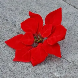 Kırmızı 100p Dia 20cm 7 87 Yapay Simülasyon İpek Poinsettia Noel Çiçek Dekoratif Çiçekler280S