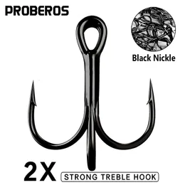 Fishing Hooks PROBEROS 50pcs/lot Saltwater Fishing Hooks Black Nickle Treble Hooks 1#-12# 2/0#-5/0# Carbon Steel Fishhook High Strength Hooks 231216