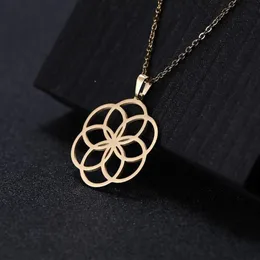 Kolye Kolyeleri Dawapara Moda Paslanmaz Çelik Takı Kolye Kadınlar için Bitki Flower of Life Hollow Cut309i